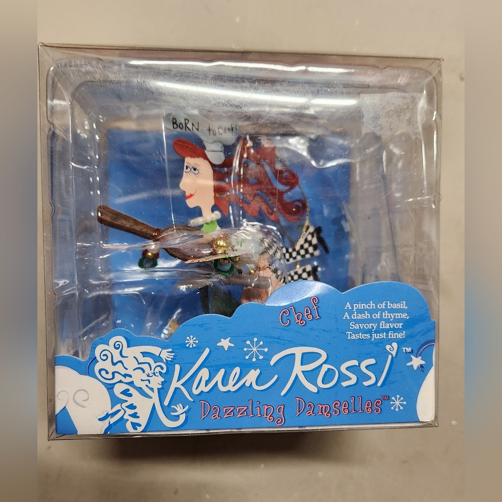 Karen Rossi Fun Metal Art Ornament Dazzling Damselles Lady CHEF Born to Cook